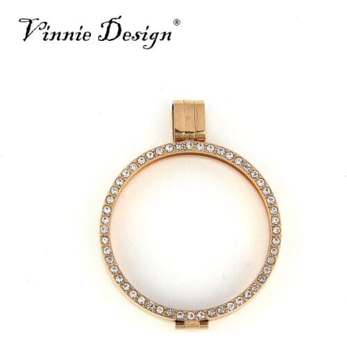 Vinnie Design Jewelry New Arrival Stainless Steel Crystal Coin Holder Pendant for 33mm My Coin Disc