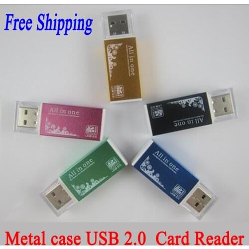 All in 1 Metal case USB 2.0 Card Reader For Micro SD TF MS MS DUO M2 SD SDHC MMC Memory Card Reader Adapter Color optional