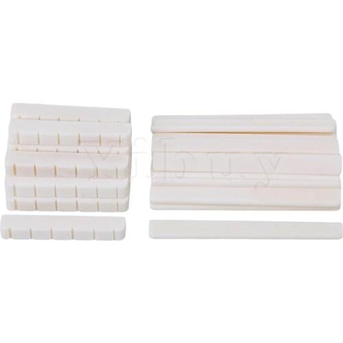 Yibuy 20 Set of Beige Guitar Oxen Bone Nut Slot Saddle for 6-String Classical Guitar