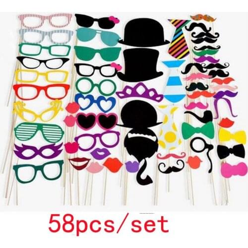 Happy Wedding DIY Decoration Photo Booth Props Funny Mask Glasses Mustache Lip On A Stick For Wedding Birthday Party Supplies