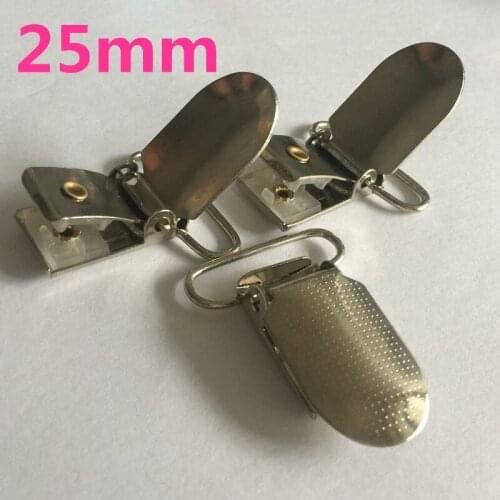Pacifier Clip 10Pcs Silver Baby Garter Clips For Suspenders Holders Infant Babies' Soother Clip Metal Suspender Clips 25mm
