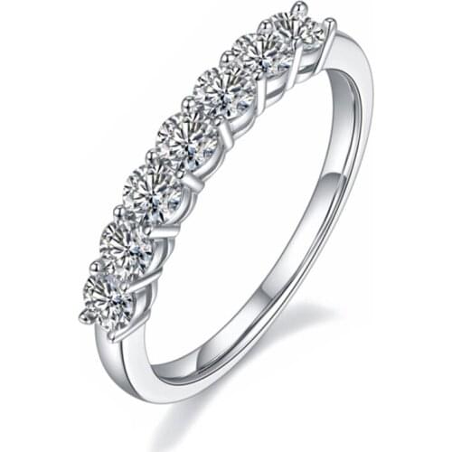 Luxury 100% 925 Sterling Silver Created 1 Row D Color Moissanite Engagement Rings For Women Simple Party Fine Jewelry Gift