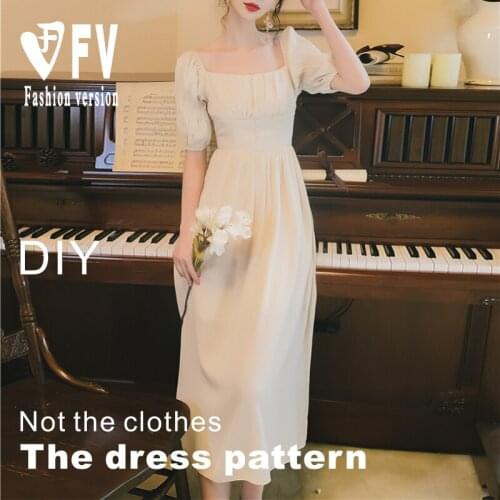 Pattern Making Square Neck Puff Sleeve Milking Dress Pattern Sewing Drawing Womens Clothing Design Drawing BLQ-528