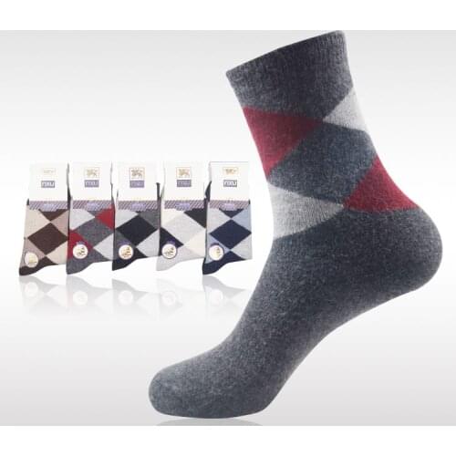 10 pieces=5pairs of socks high quality \New winter male rabbit wool socks moisture absorption perspiration big square design