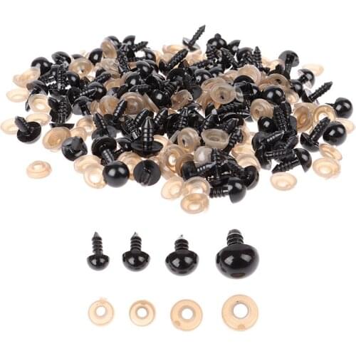 100sets 8/10/12/15 mm Glitter Safety Eyes Nonwovens Hard Washer Clear Plush Doll Round Plastic Safety Eyes