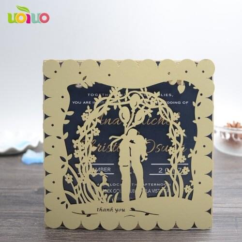 2017 marriage named wedding invitation cards cover with carved letter