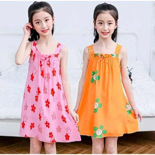 2020 new childrens sleeping skirt, summer girls dress, home clothes cotton childrens dress, summer leisure skirt, dress skirt