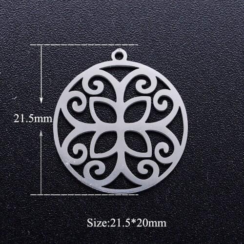 5pcs/lot Flower Deco Stainless Steel DIY Charms Wholesale Jewelry Making Charm DIY Pendants for Necklace Making