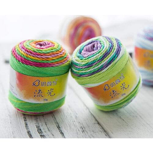 50g 130m Wool Streamer Hand Weaving 4-strand Combed Cotton Wool Section Dyed Mercerized Cotton Wool