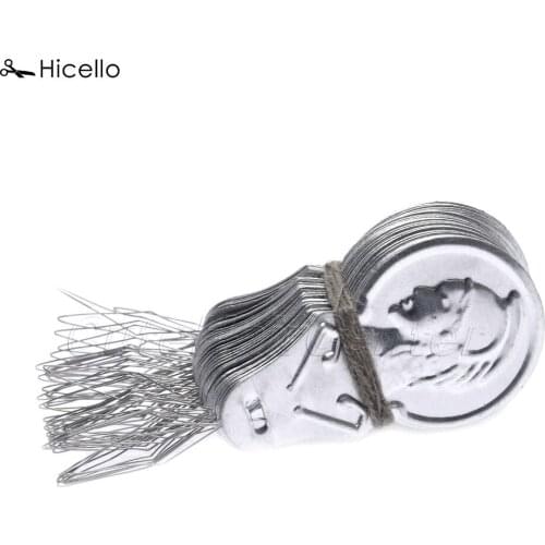 Hicello 50Pcs/bag Bow Wire Needle Threader Stitch Insertion Tool For Hand/Machine Sewing DIY Tools Silver Tone Aluminum Alloy