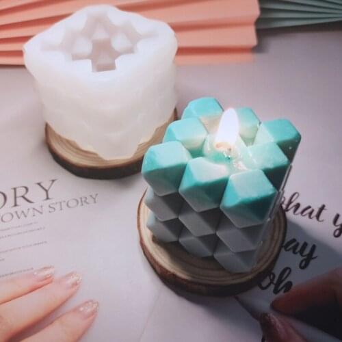 Baking Accessories Silicone Candle Mold Diamond Special-shaped Cut Surface Geometric 3d Aromatherapy Candle Making Kit
