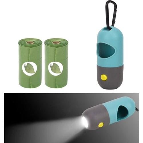 Biodegradable Dog Poop Bags Dispenser Portable LED Light Waste Bag Dispenser Fits For Pet Night Outdoor Walking Dog Garbage Bags