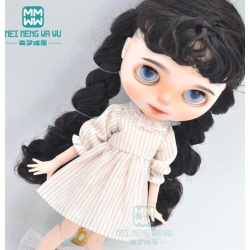 Blyth Clothes Fashion Retro Doll Collar Dress, Denim Skirt for 28-30CM Azone OB23 OB24 Doll Accessories