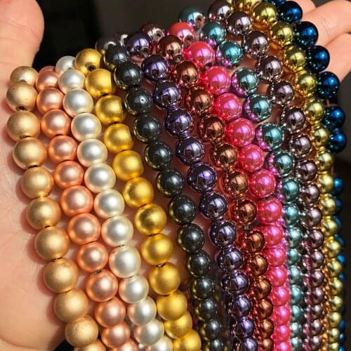 Natural Stone Multicolors Hematite Loose Round Beads For Diy Jewelry Making Bracelet Accessories 15''Inches 2 3 4 6 8 10mm