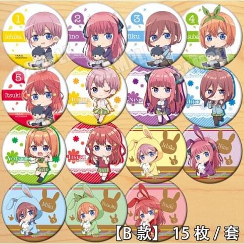 Anime The Quintessential Quintuplets Nakano Nino Nakano Miku Figure 4645 Badges Round Brooch Pin Gifts Kids Collection Toy