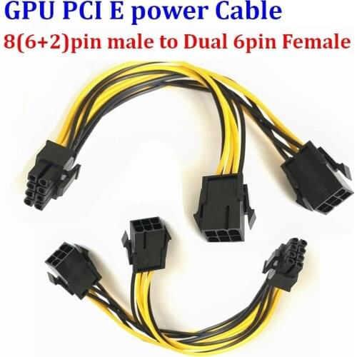 GPU Molex 8 pin PCI Express male to 2 x Dual PCIe 6 pin Female Graphics Video Card PCIE VGA Splitter Hub Power Cable