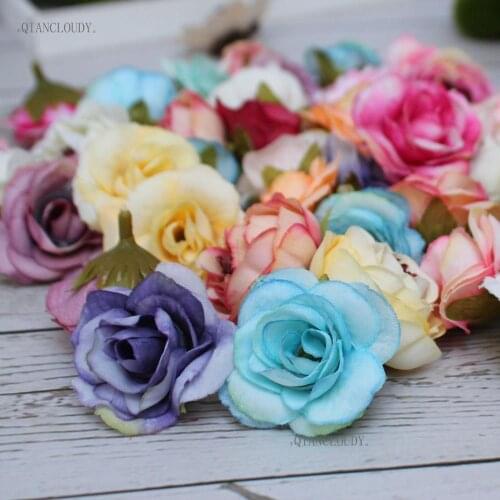 30 pieces DIY Retro camellia Rose bud Artificial silk flowers Heads European Peony bud flower for Wedding Garland A23