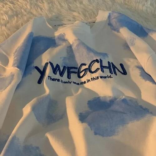 Kawaii Tie-dye vintage y2k Gothic Oversized Women T-Shirt sweet girl Unisex Short Sleeve punk Female Summer Streetwear Clothes