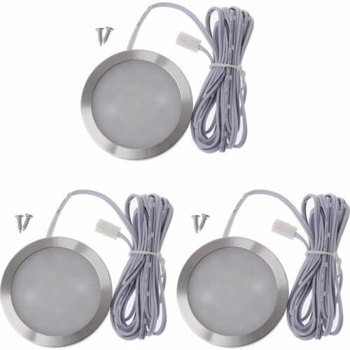 Round 12V Display Cabinet LED Light Furniture Wardrobe Counter Shelf Lamp