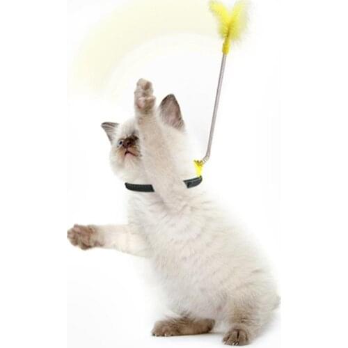 Legendog 1pc Funny Cat Wand Toy Faux Feather Head-Mounted Pet Teaser Toy Kitten Teaser Toys Pet Accessories Pet Supplies