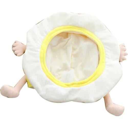 Cute Poached Egg Soft Plush Doll Hat Headgear Headwear Photo Prop Sleeping Toy