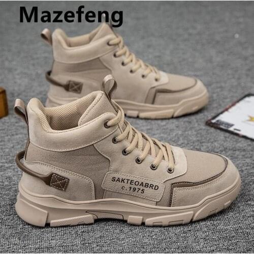 Men High Quality Leather Boots Male Spring Casual Motorcycle Ankle Botas Hombre Men Lace-Up Basic Boots Man Fashion Men Boots