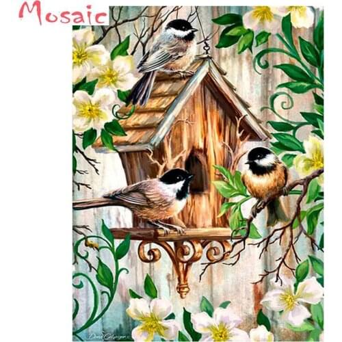 5D DIY flowers and birds Diamond Painting Cross Stitch Kit Pattern Wall Sticker Mosaic Diamond Embroidery Painting Home Decor