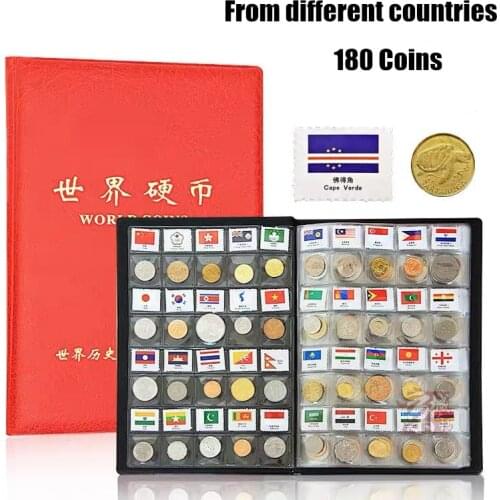 180 PCS Coins From Different Countries of World Set Original Real Mint Coin With Leather Album World Collection Gift Souvenir