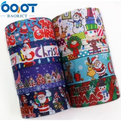 1971314,1'' 25mm Christmas holiday decoration gift wrapping Printed grosgrain ribbon,10yrds DIY handmade headwear accessories