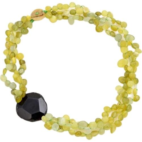 GG Jewelry 20'' 4 Strands Beautiful Natural Fancy olive jade and green agate Necklace