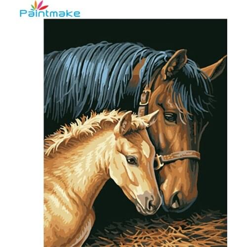 Paintmake Animal DIY Painting By Numbers Horse Oil Painting On Canvas For Home Room Decoration Wall Art Picture Gifts