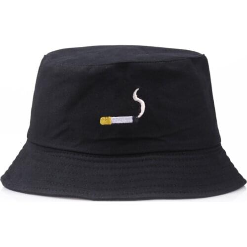 Cigarette Embroidery Bucket Hat for Men Women Hip Hop Fisherman Hat Adult Panama Bob Hat Summer Lovers Flat Hat