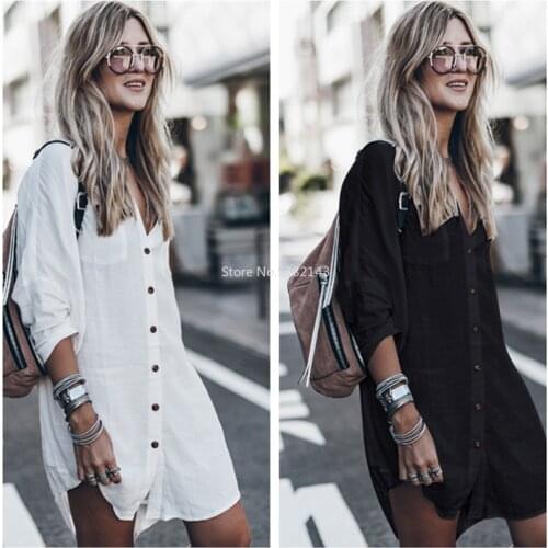 Beach dress Saida de Praia Cotton Beach Cover Up Kaftan Beach Pareos de Playa Mujer Bikini Cover up Swimsuit Sarong Shirt Tunic