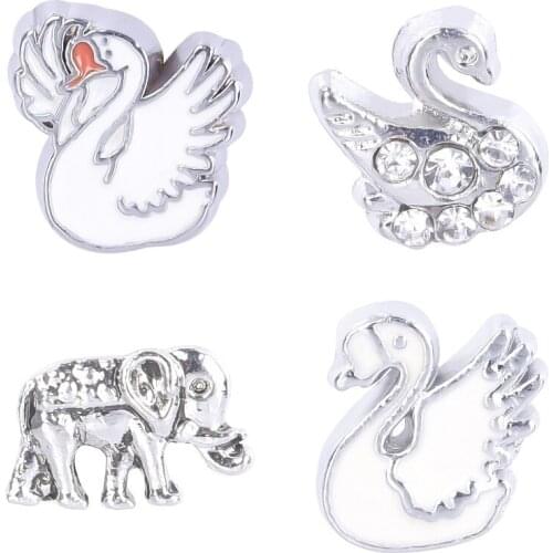 F563 White swan animals shape alloy floating charms for living memory glass floating locket charms DIY jewelry 20pcs/lot