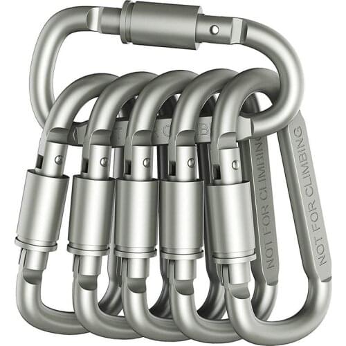 Locking Strong Carabiner for Keys Chain Aluminum D Ring Shape Keyring Outdoor Camping Climbing Fishing Keychain Clip