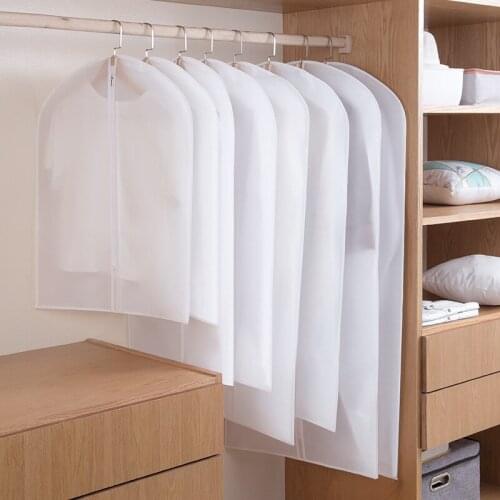 Translucent Clothing Dust Cover Thickened Zipper Clothes Storage Bag Children Wardrobe Hanging Moisture-Proof Organizers Dustpro