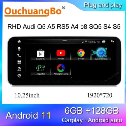 Ouchuangbo RHD 4G Android 10.0 multimedia radio GPS concert simphony for Q5 A5 RS5 A4 b8 SQ5 2009-2016 head unit tape 1920*720
