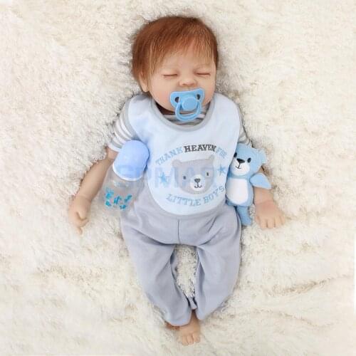 Real Touch 22inch Reborn Baby No Sex Doll Half Silicone Newborn Baby Doll Kids Sleeping Toy Accompany Toy