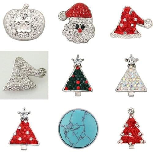 Christmas Rhinestone Flower 20mm Metal snap button jewelry DIY bracelet KD1002