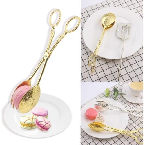 Retro European-style Cake Tongs Salad Tongs Dessert Baking BBQ Tools Food Tong Gold-plated Snack Clip Zinc Alloy Pastry Clamp
