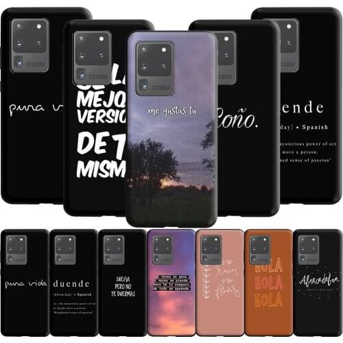 Spanish Quotes Words Letter Silicone Case for Samsung Galaxy Note 20 10 9 8 S20 Fe S10 S10E S9 S8 Plus Ultra Lite S7 Edge