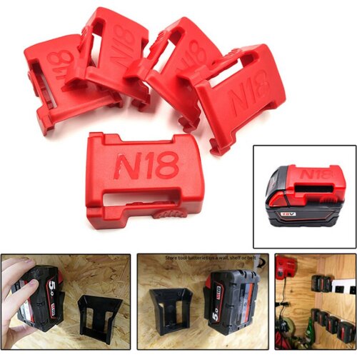 Lithium Battery Storage Rack Suitable for M18 18V Lithium Battery Bracket Seat Slot Belt Suspension Buckle Battery Holder 5Pcs