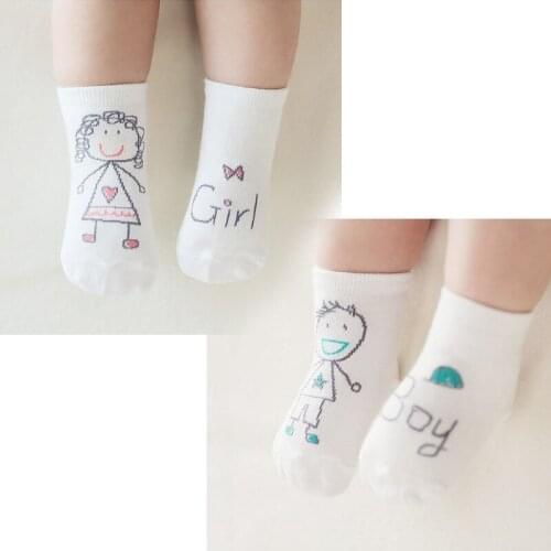 Boys and girls 1-6 years cartoon childrens summer thin section Breathable cotton socks boneless suture w136