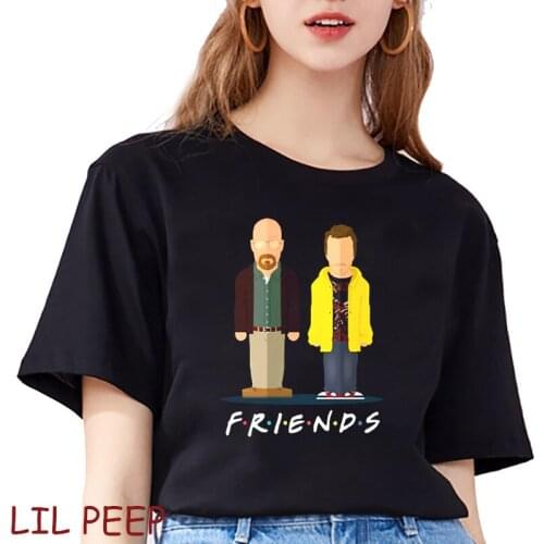 Breaking Bad Walter and Jesse Friends Funny Vintage clothing womens T Shirt Cotton Black TShirts Men Harajuku Streetwear Tshirt