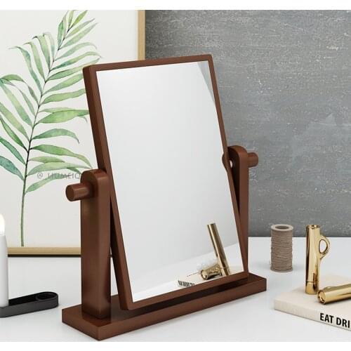 Nordic Style Makeup Mirror Bedroom Decorative Wooden Frame Mirror Wooden Base Desktop Cosmetic Mirrors Beauty Tools Dropshipping