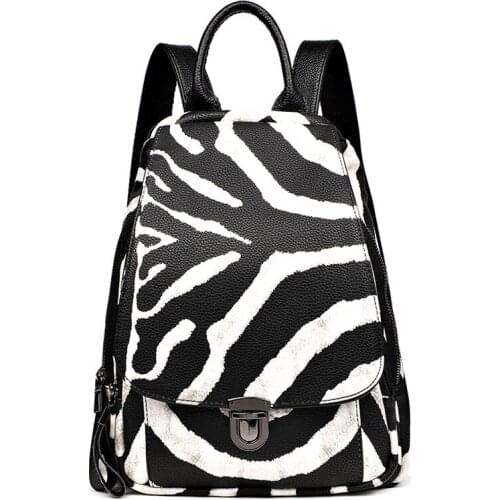 Women Zebra Pattern Leather Backpacks New Fashion Female Shoulder Travel Bag Ladies Bagpack Mochilas School Bag for Girls Preppy