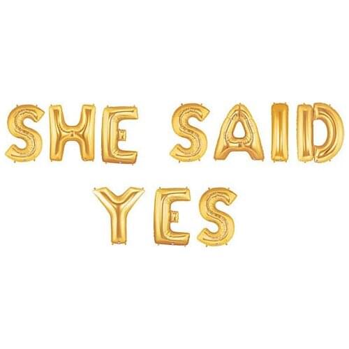 Gold or silver she said yes wedding Floated Helium Foil balloons bridal shower photo props engagement party decorations