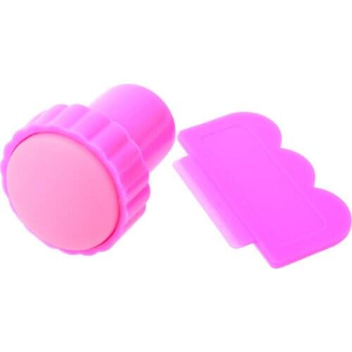 1set Pink Stamp Stamping Plastic Nail Art Design Stamper Scraper Set DIY Beauty Polish Transfer Printing Manicure Tools