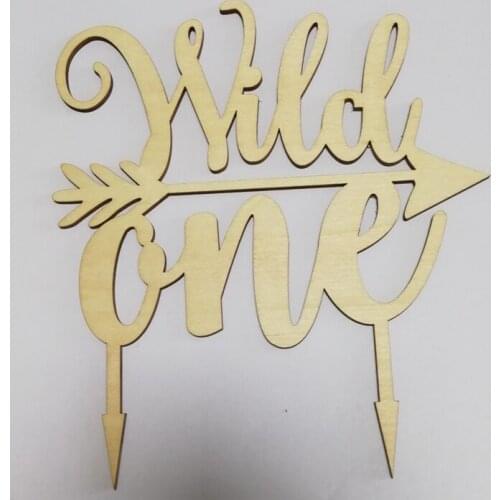 1pcs wild one laser cut wood cake topper happy birthday cake topper birthday party decorations supplies