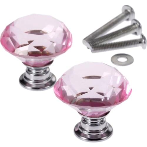 2Pcs 30mm Furniture Handle Crystal Glass Knob For Door Drawer Cabinet Wardrobe Cupboard Door Knobs